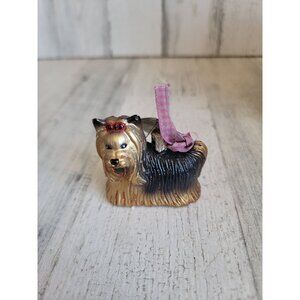 Old World Christmas Yorkshire Terrier dog glitter blown glass ornament Xmas